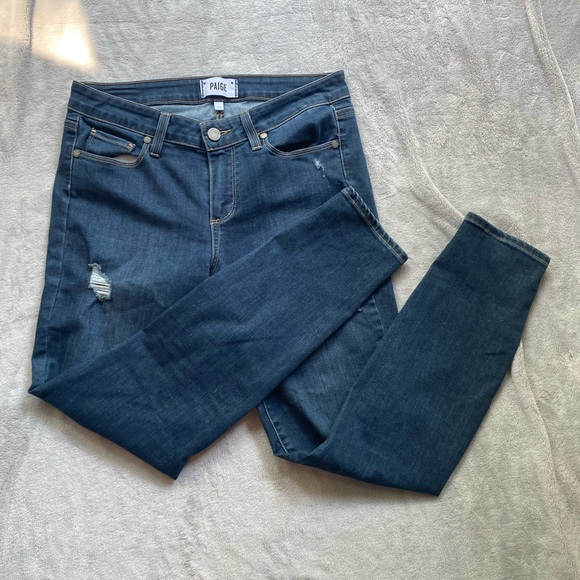 PAIGE Verdugo Ankle Dark Skinny Jeans - Picture 1 of 8
